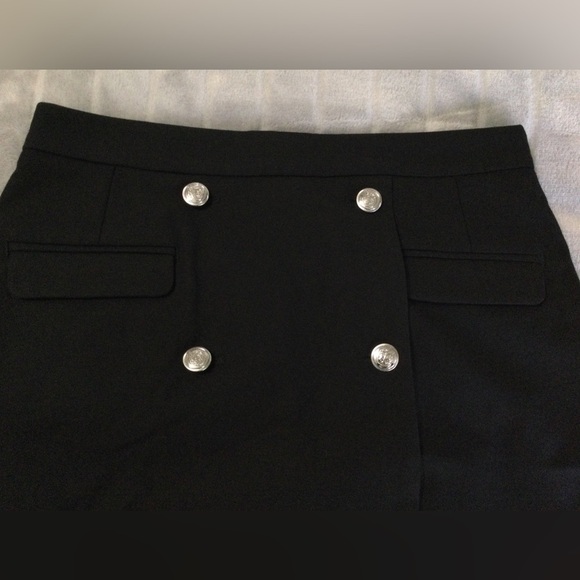 TALBOTS FAUX WRAP BUTTON DETAIL A-LINE SKIRT BLACK SIZE 6P - Picture 7 of 7
